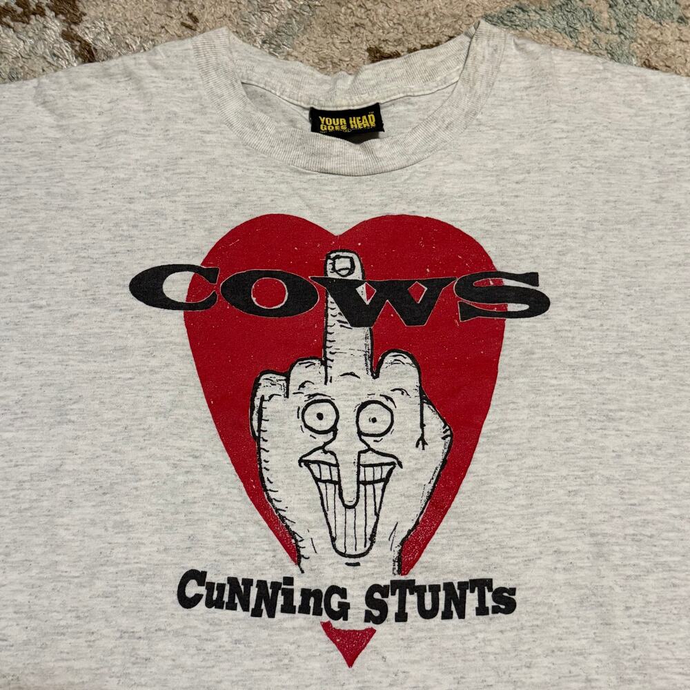 Vintage 1992 Cows Cunning Stunts Shirt Size XL Noise Rock Band Tee Amrep Records